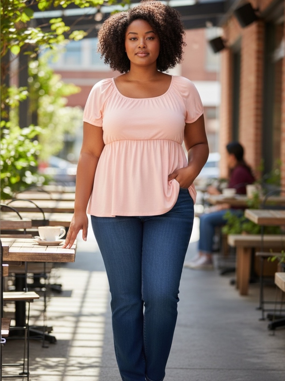 Torrid Peach BabyDoll Scoop Neck Peplum Top